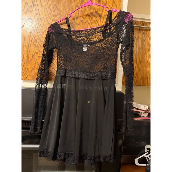 Velvet Kitten Other - Velvet Kitten Black Lace‎ Off Shoulder Long Sleeve Lingerie Chemise Dress OS